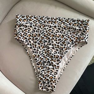 Leopard Print High Waist Bikini Bottom